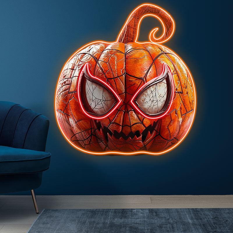 Spider-Man Ripple Pumpkin Light neon signs | Big Eyes Grinning Emoji LED Decoration Light | Creative Halloween Home Lighting