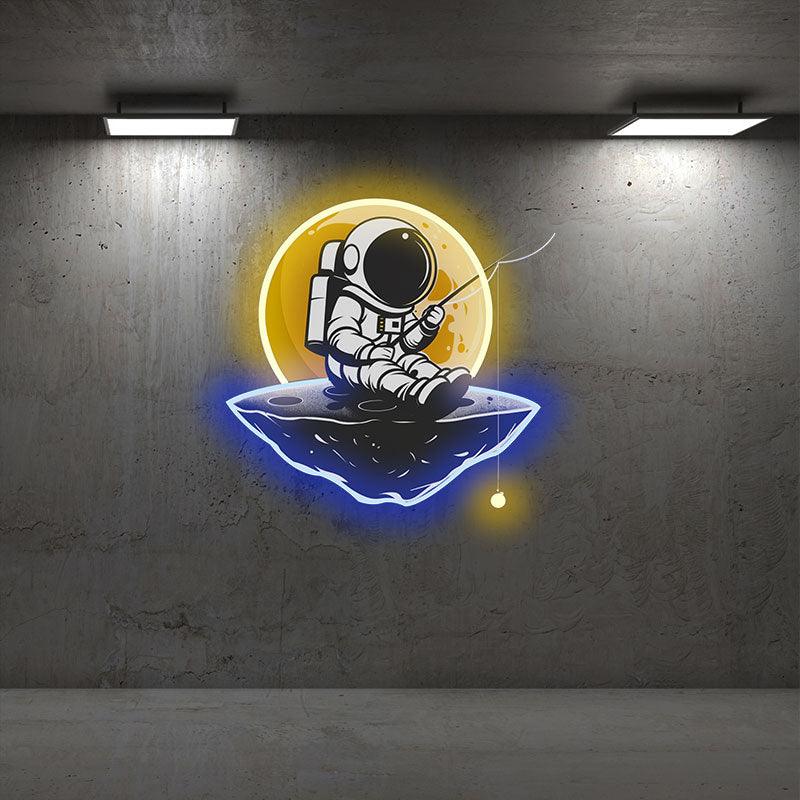 Astronaut Fishing Neon signs Light - Whimsical LED Decor for Space Enthusiasts, Perfect Gift for Fishing Lovers, Fun and Unique Wall Art