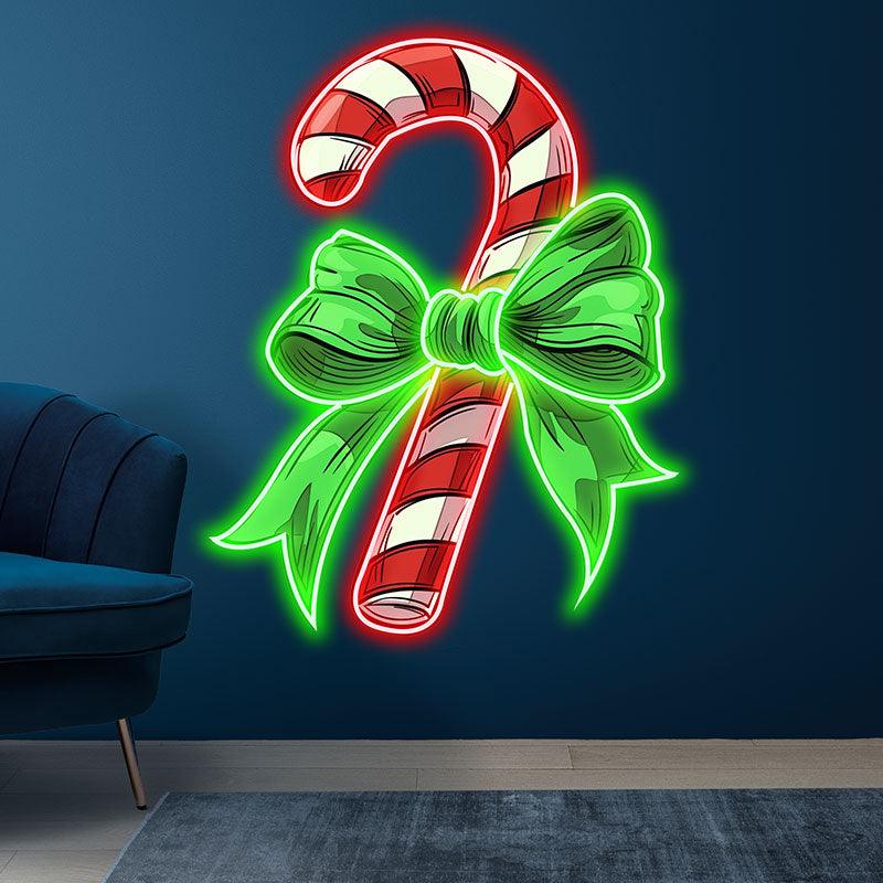 Good Wishes: Green Bow Tie Decorated Christmas Candy neon signs