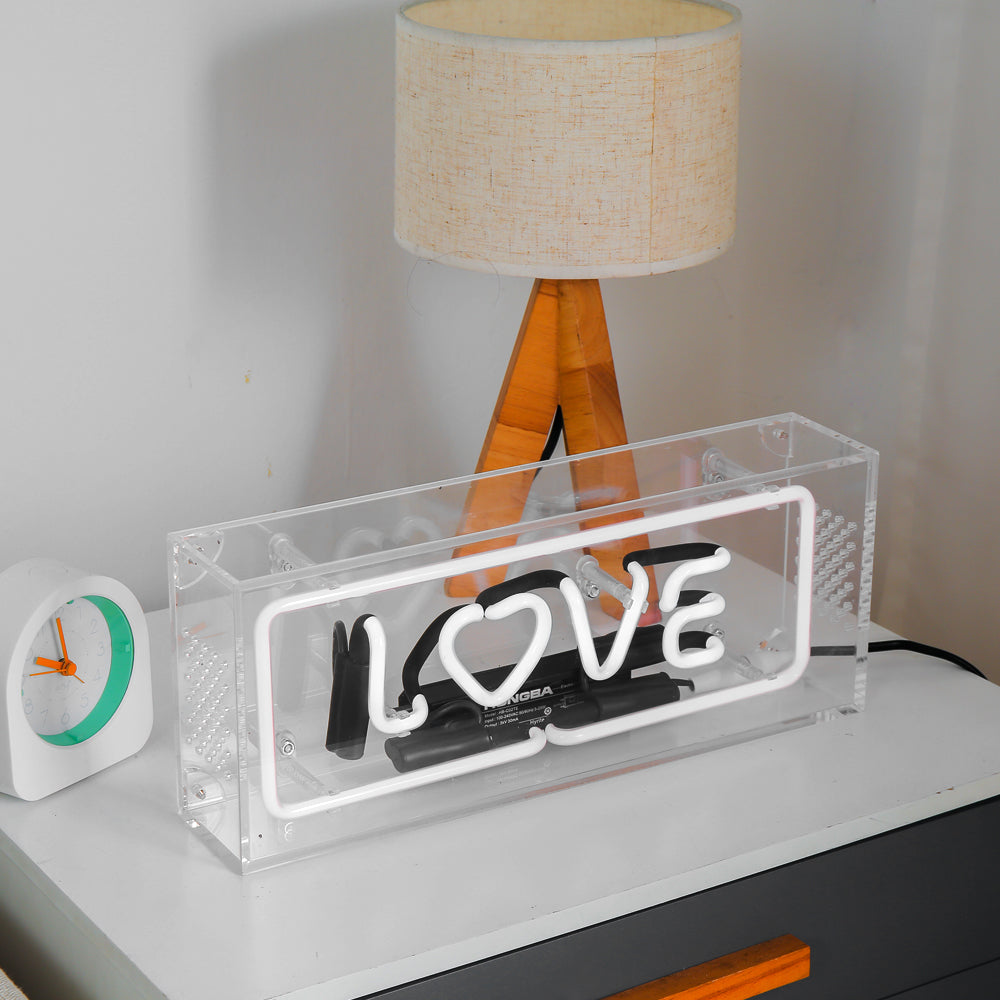 pink lighting"LOVE" neon sign,table box led neon flex sign,glass neon tube sign