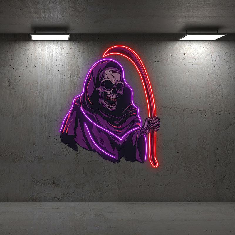 Eerie Grim Reaper Ghost Decoration | Spooky LED Light neon signs for Haunting Halloween Vibes