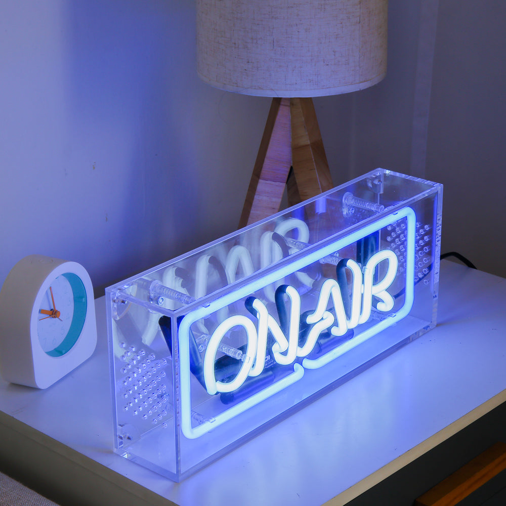 "ON AIR" ice bule lighting neon sign,table box led neon flex sign,glass neon tube sign