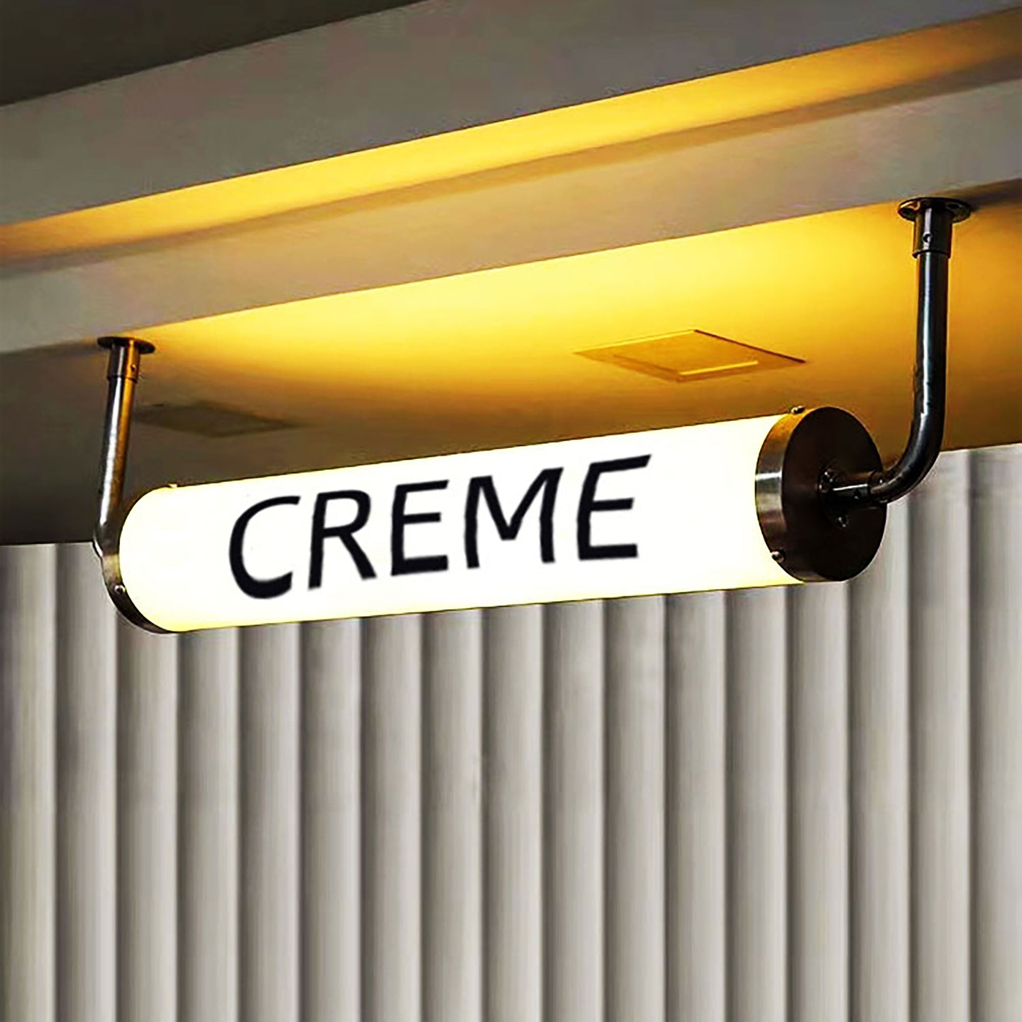 Customized acrylic round tube light box sign led doorstep advertising signboard for café shop