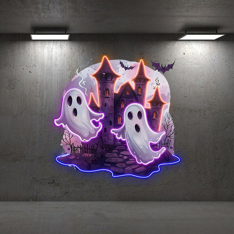 Haunted Ghost Castle Decoration | Spooky LED Light neon signsfor an Enchanting Halloween Experience