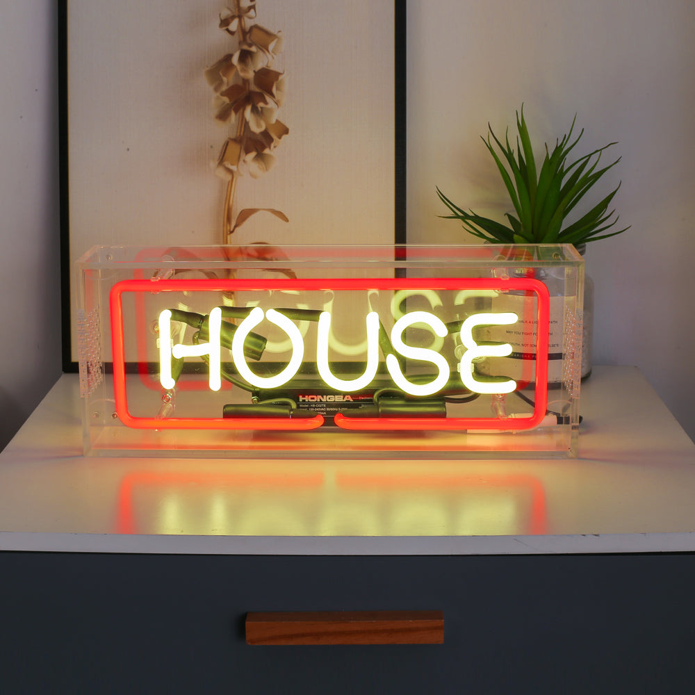 "HOUSE" neon lighting sign,table box led neon flex sign,neon tube box sign