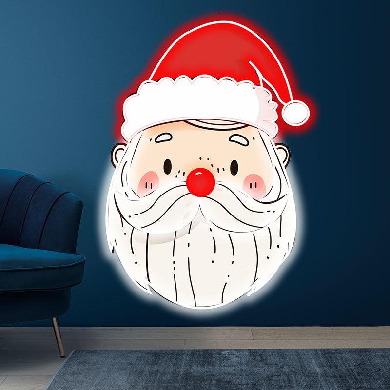 Kind Bearded Santa Claus LED Neon signs | Red Christmas Hat Decorative Lights | Warm Holiday Home Lighting