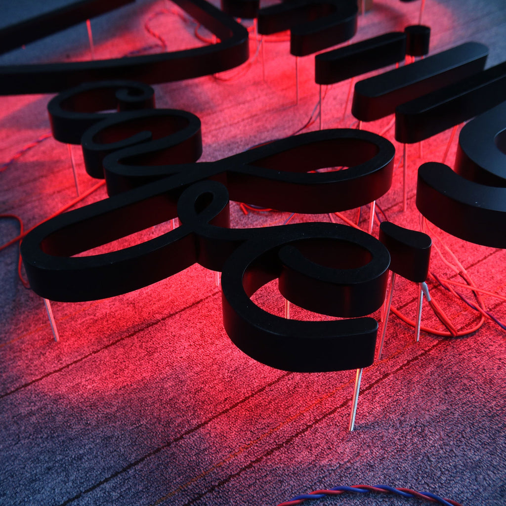 Custom outdoor stainless steel 3d led halo-lit channel letters standing off wall logo sign