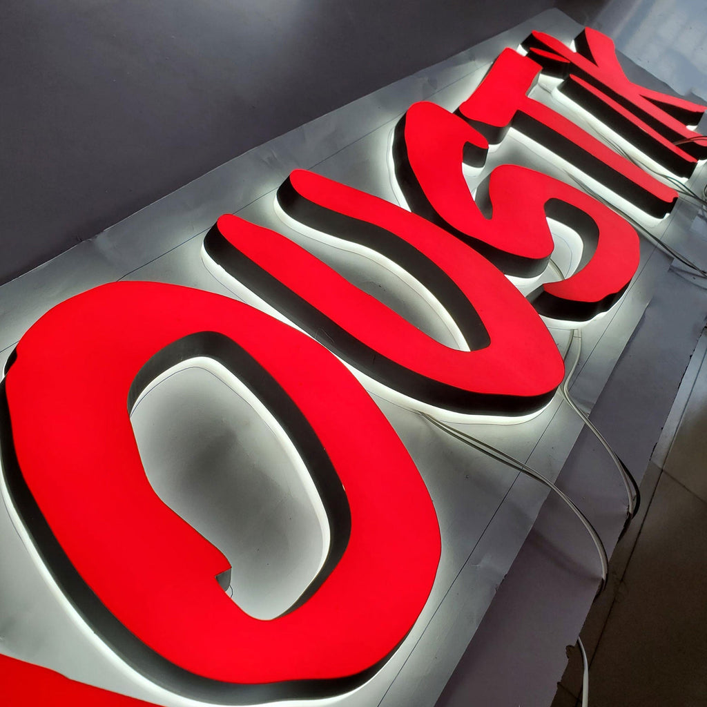 Shop front solid cut acrylic letters wall mounted double lit mini acrylic letters commercial signage