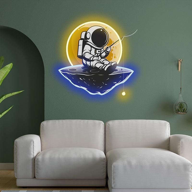 Astronaut Fishing Neon signs Light - Whimsical LED Decor for Space Enthusiasts, Perfect Gift for Fishing Lovers, Fun and Unique Wall Art