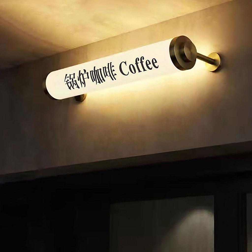 Customized acrylic round tube light box sign led doorstep advertising signboard for café shop