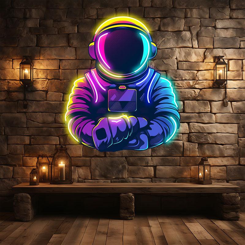 Astronaut's Warm Moment: Interstellar Dreams in the Arms of Both Hands neon signs