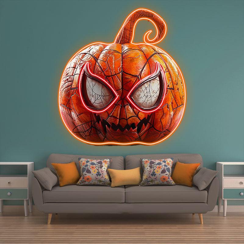 Spider-Man Ripple Pumpkin Light neon signs | Big Eyes Grinning Emoji LED Decoration Light | Creative Halloween Home Lighting