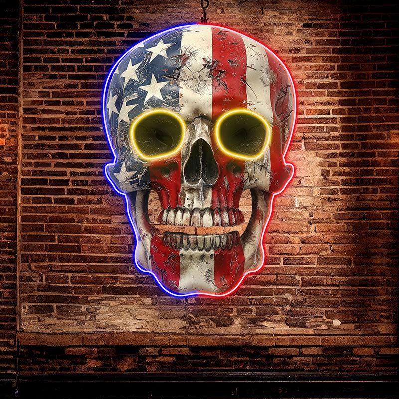 American Flag Skull LED Neon signs Light | Unique Decor Perfect for Halloween and Parties