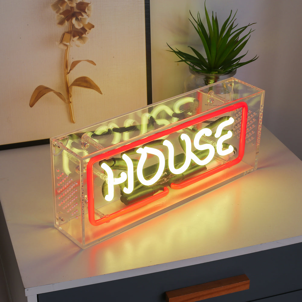"HOUSE" neon lighting sign,table box led neon flex sign,neon tube box sign