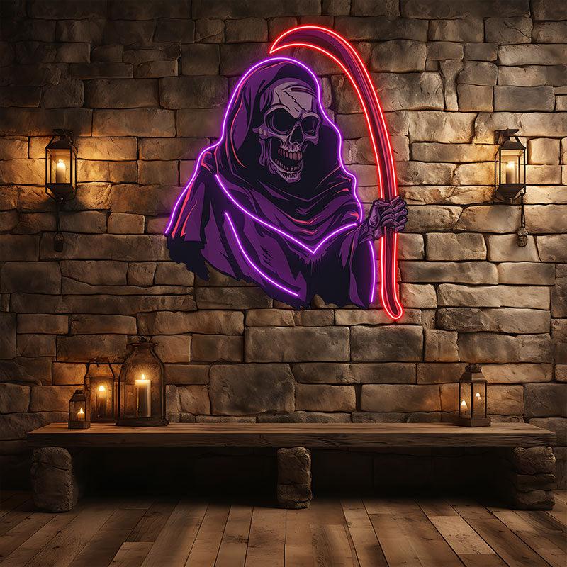 Eerie Grim Reaper Ghost Decoration | Spooky LED Light neon signs for Haunting Halloween Vibes