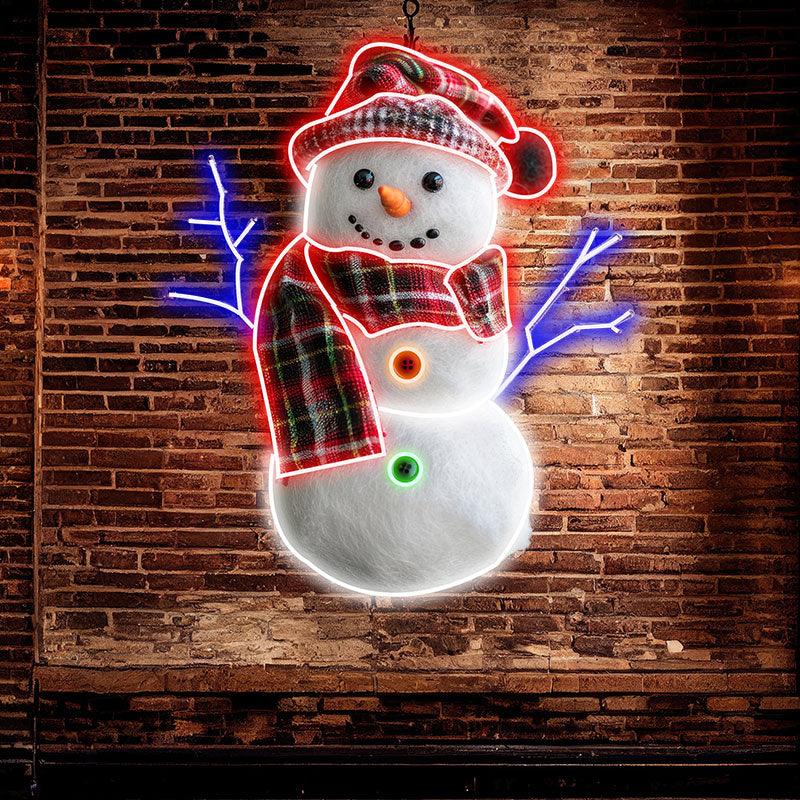 Cute Snowman Neon signs | LED Lights with Hat & Scarf | Perfect for Holiday Decorations & Gifts