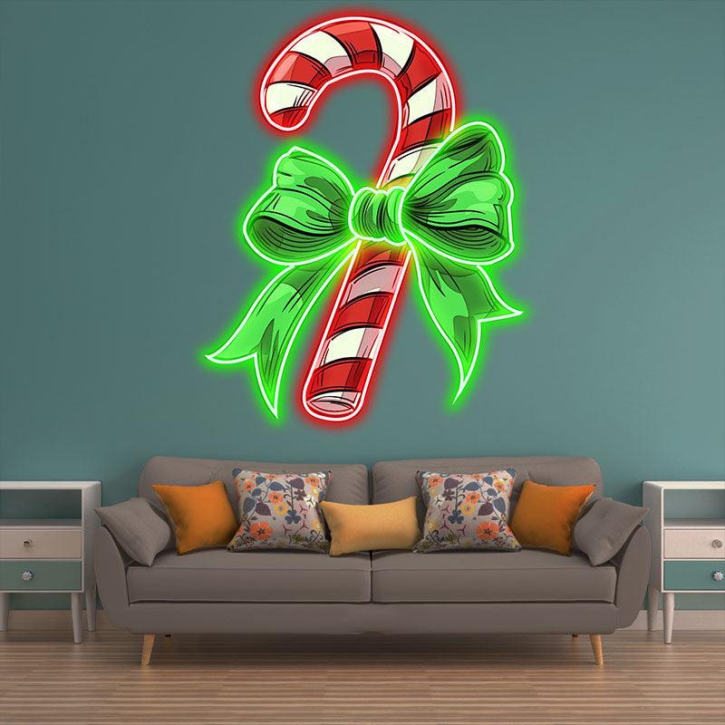 Good Wishes: Green Bow Tie Decorated Christmas Candy neon signs