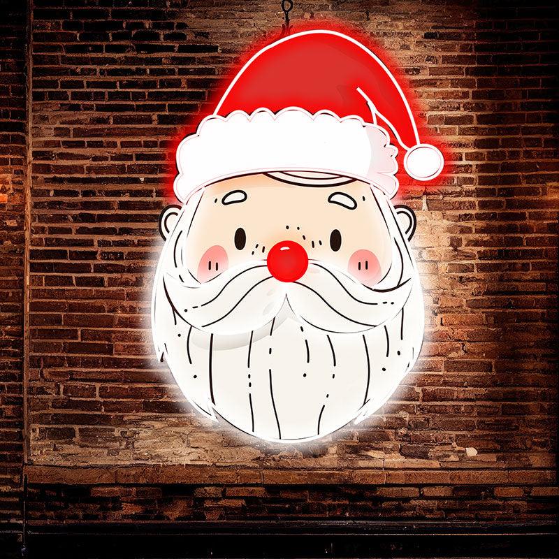 Kind Bearded Santa Claus LED Neon signs | Red Christmas Hat Decorative Lights | Warm Holiday Home Lighting