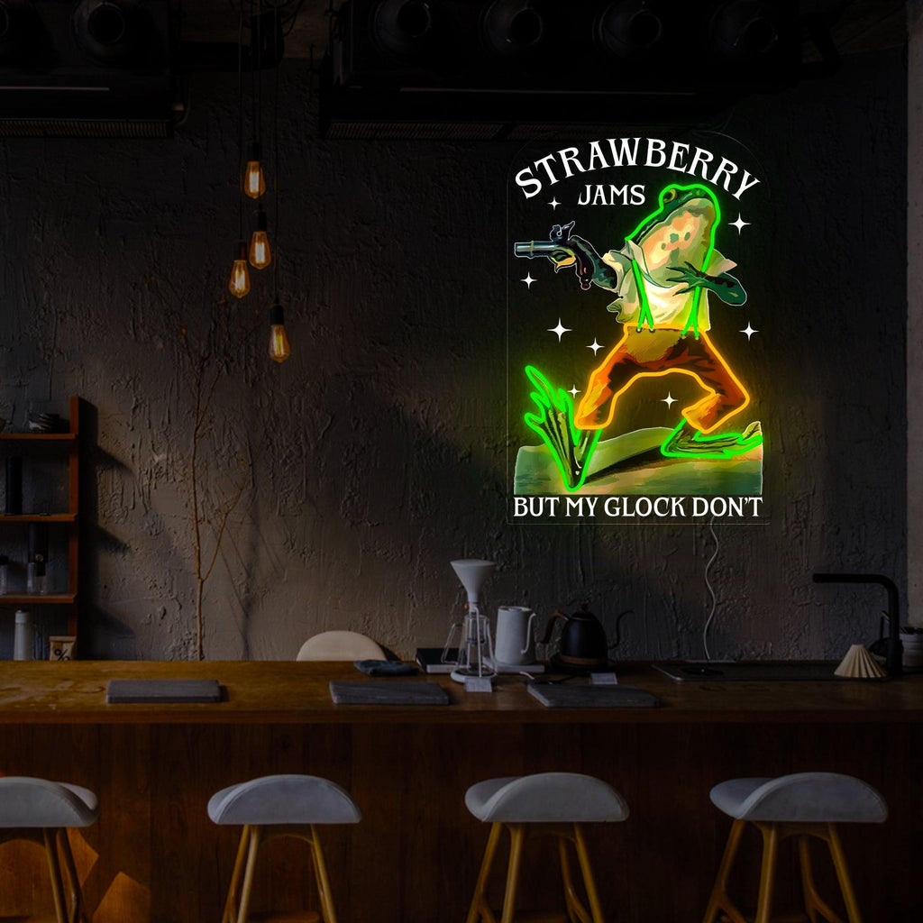 Strawberry Jam But My Glock Didn't Artwork Led Neon Sign