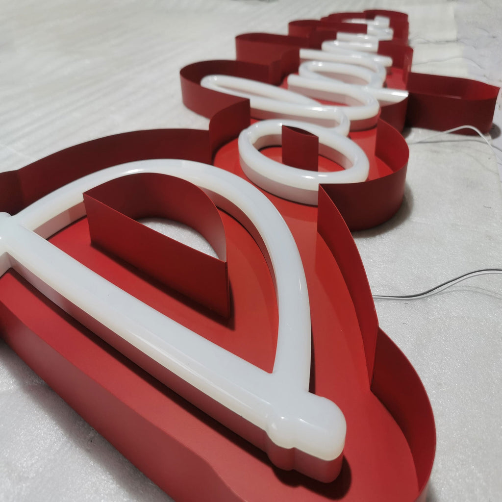 Customized Business Shopfront Indoor Acrylic Letters Electronic Custom LED Faux Neon Signs