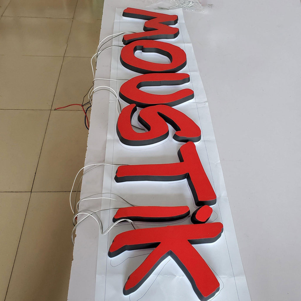 Shop front solid cut acrylic letters wall mounted double lit mini acrylic letters commercial signage