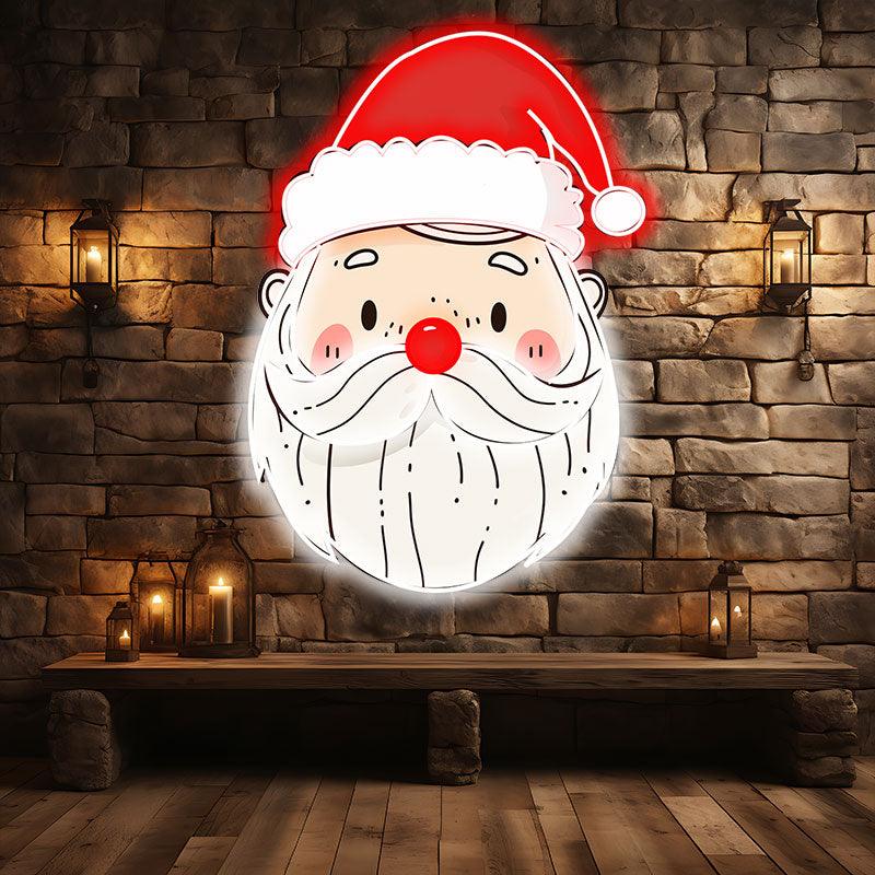 Kind Bearded Santa Claus LED Neon signs | Red Christmas Hat Decorative Lights | Warm Holiday Home Lighting