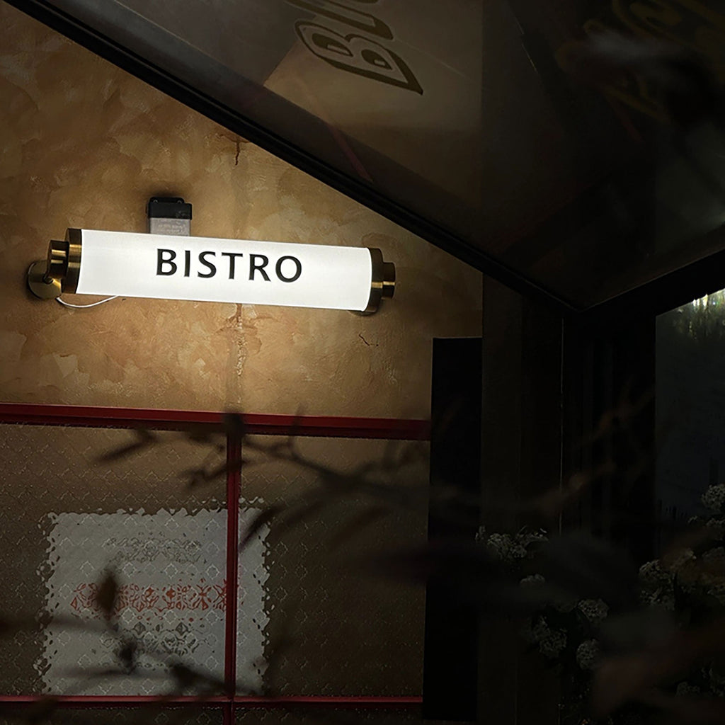 Customized acrylic round tube light box sign led doorstep advertising signboard for café shop