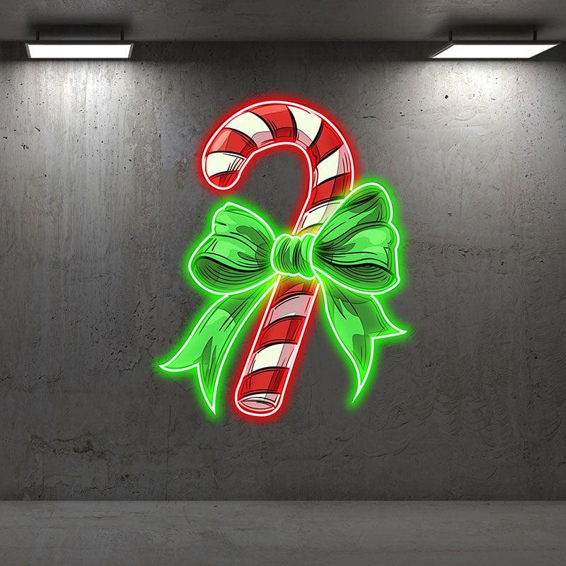 Good Wishes: Green Bow Tie Decorated Christmas Candy neon signs