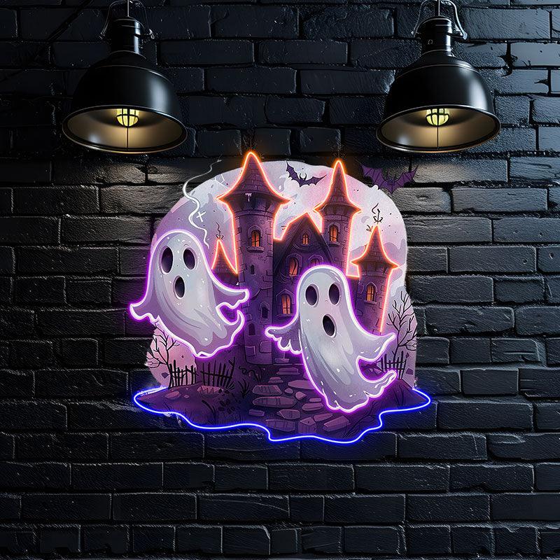 Haunted Ghost Castle Decoration | Spooky LED Light neon signsfor an Enchanting Halloween Experience