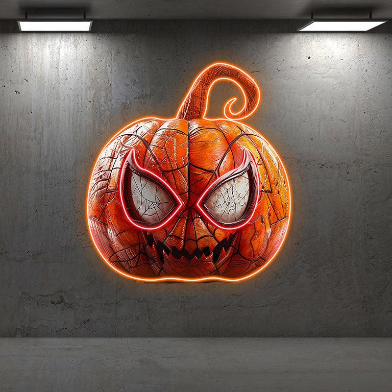 Spider-Man Ripple Pumpkin Light neon signs | Big Eyes Grinning Emoji LED Decoration Light | Creative Halloween Home Lighting