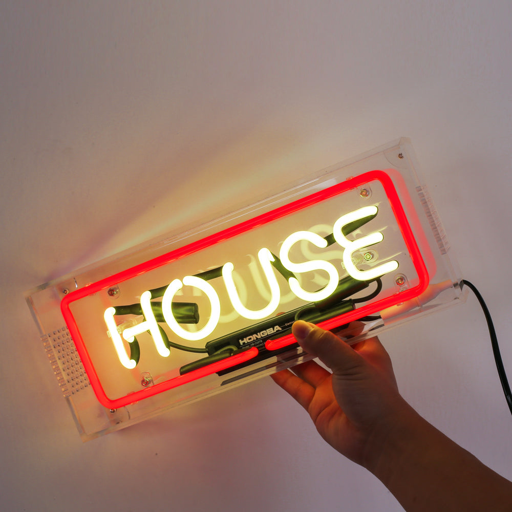 "HOUSE" neon lighting sign,table box led neon flex sign,neon tube box sign