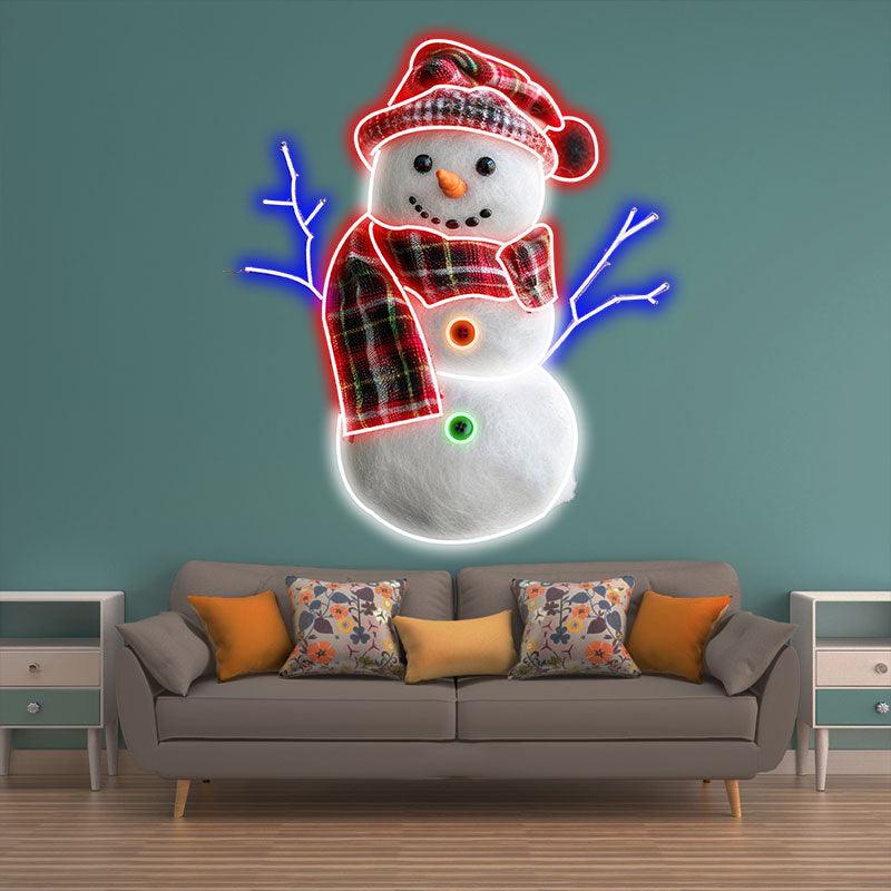 Cute Snowman Neon signs | LED Lights with Hat & Scarf | Perfect for Holiday Decorations & Gifts