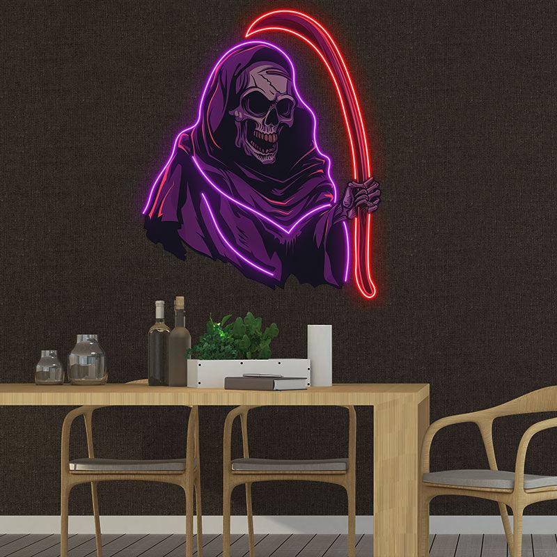 Eerie Grim Reaper Ghost Decoration | Spooky LED Light neon signs for Haunting Halloween Vibes