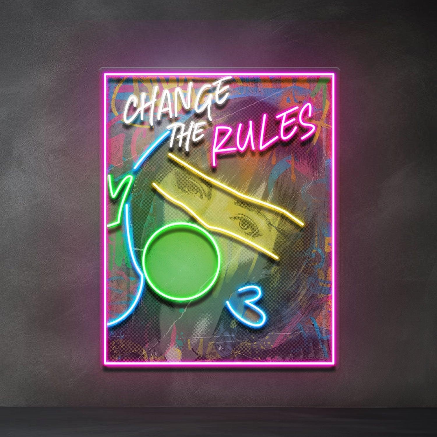 Rebelious Change The Rule Collapse Art LED Neon Signs Light Pop Art