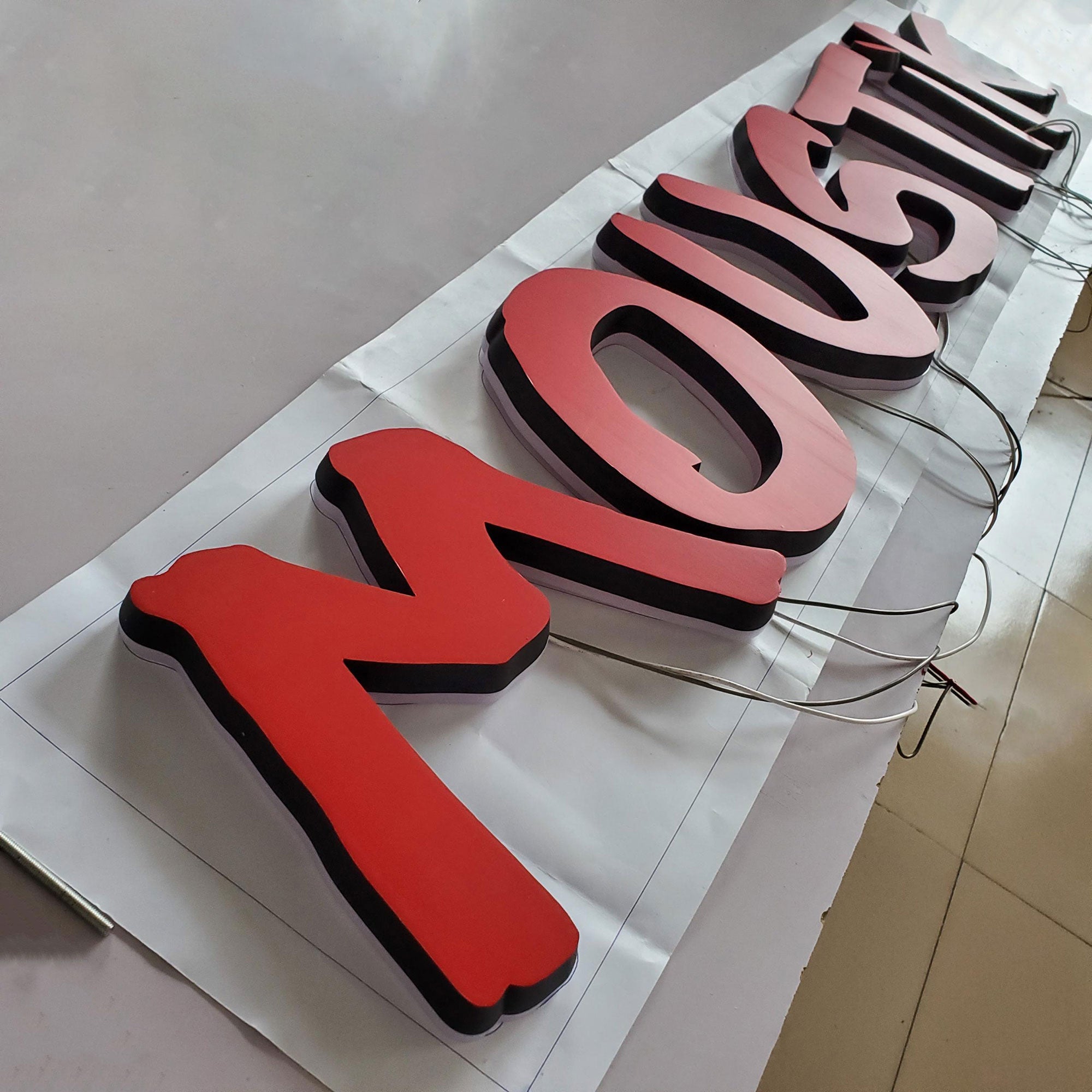 Shop front solid cut acrylic letters wall mounted double lit mini acrylic letters commercial signage