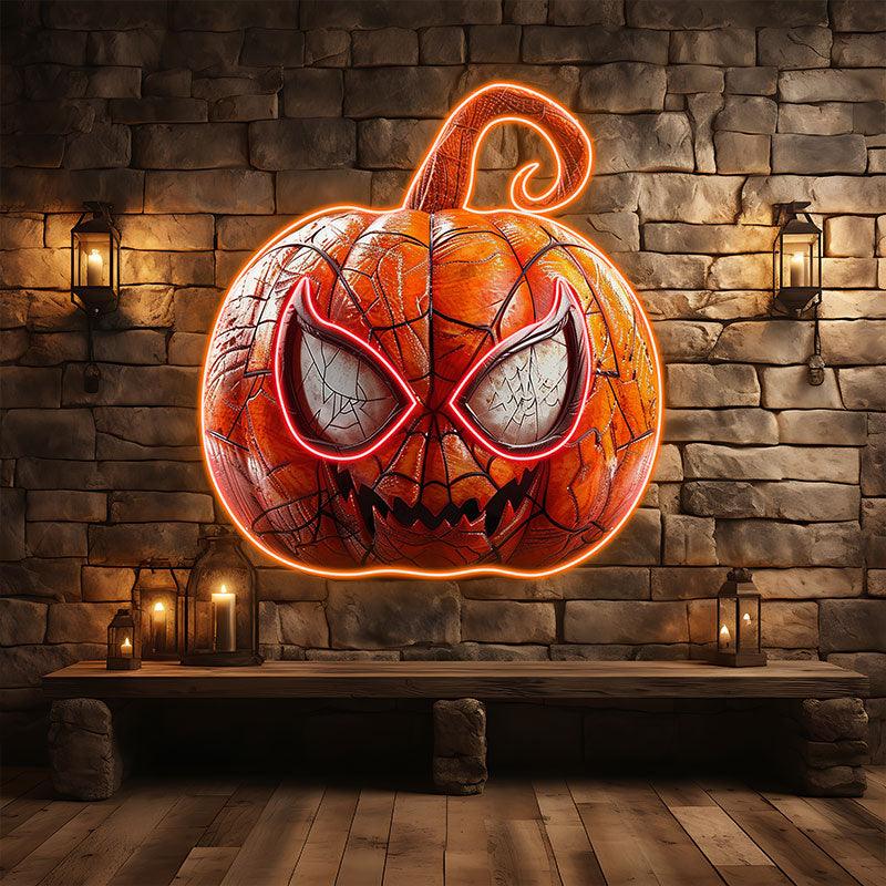 Spider-Man Ripple Pumpkin Light neon signs | Big Eyes Grinning Emoji LED Decoration Light | Creative Halloween Home Lighting