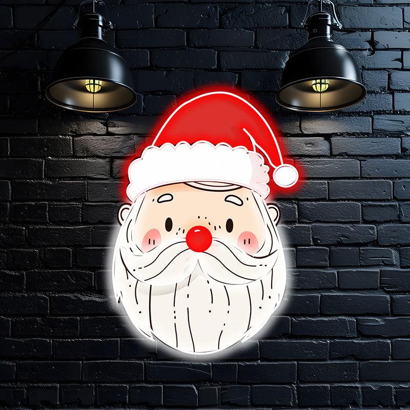 Kind Bearded Santa Claus LED Neon signs | Red Christmas Hat Decorative Lights | Warm Holiday Home Lighting