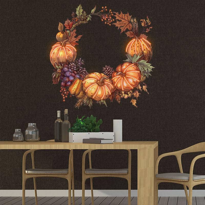 Thanksgiving Pumpkin Neon signs | Grape Vine Decor | Holiday Ambiance LED Lighting | Perfect Fall Home Decor
