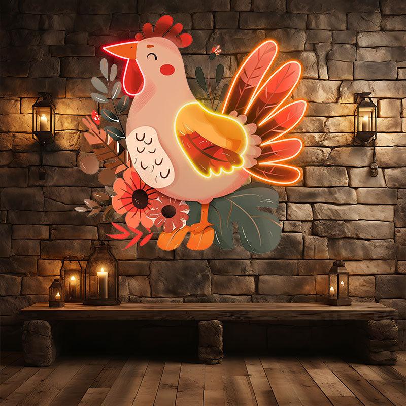 Thanksgiving Turkey Decorations neon signs - Cute LED Neon Lights by the Grass - Perfect Holiday Home Decorations