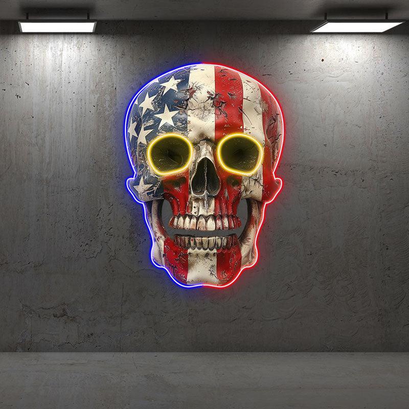 American Flag Skull LED Neon signs Light | Unique Decor Perfect for Halloween and Parties