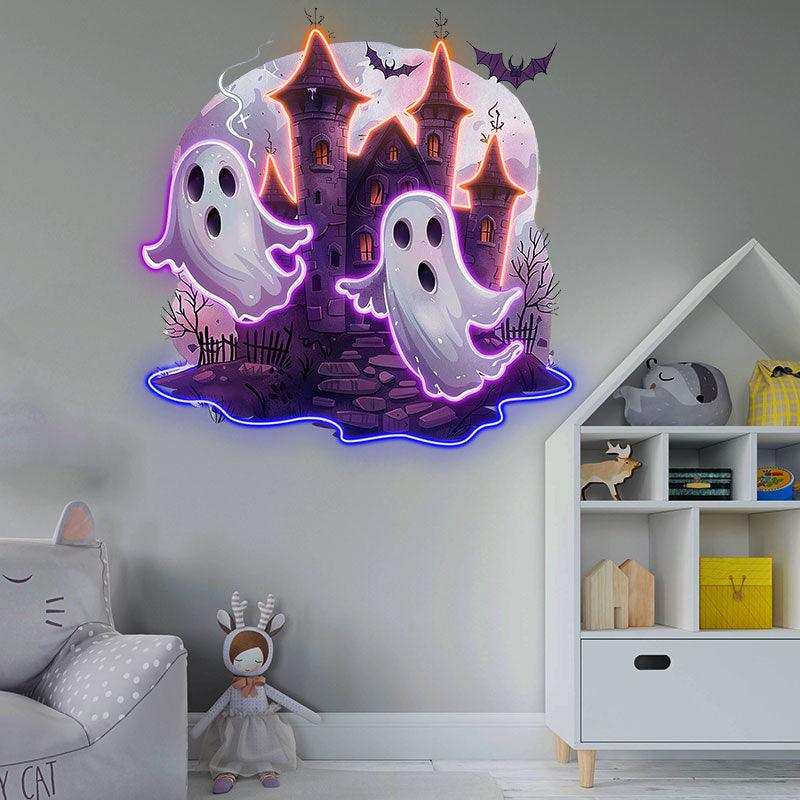 Haunted Ghost Castle Decoration | Spooky LED Light neon signsfor an Enchanting Halloween Experience