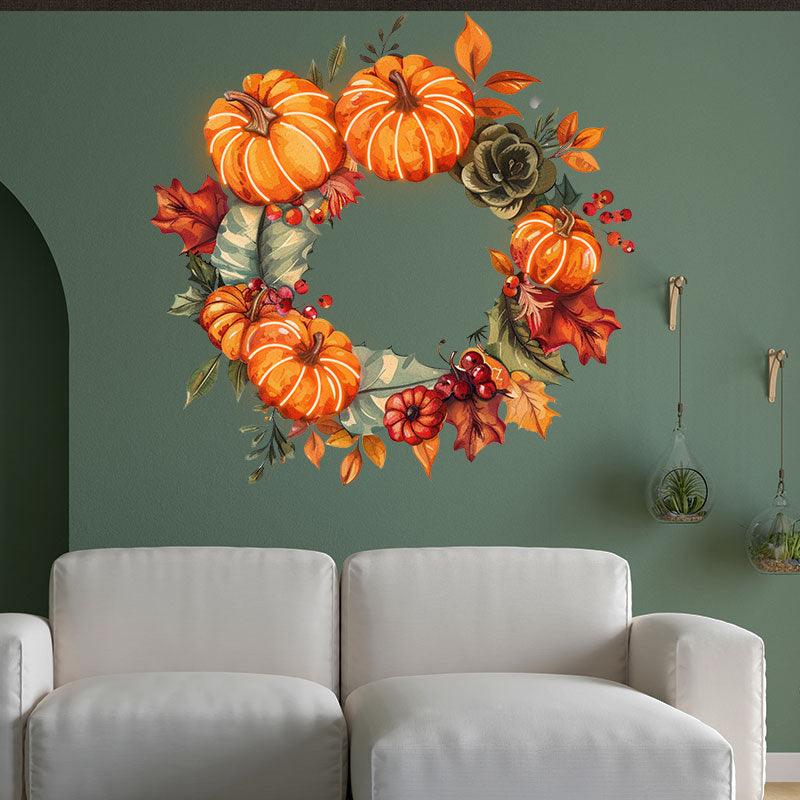 Thanksgiving Fruit Wreath neon signs- Pumpkin, Leaf & Grape Decorated with LED Neon - Perfect Holiday Home Decor!