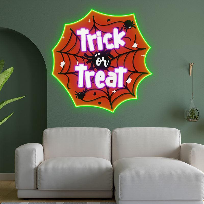 Creepy Spider Web Neon Signs | Spooky LED Decoration for a Haunted Halloween Vibe