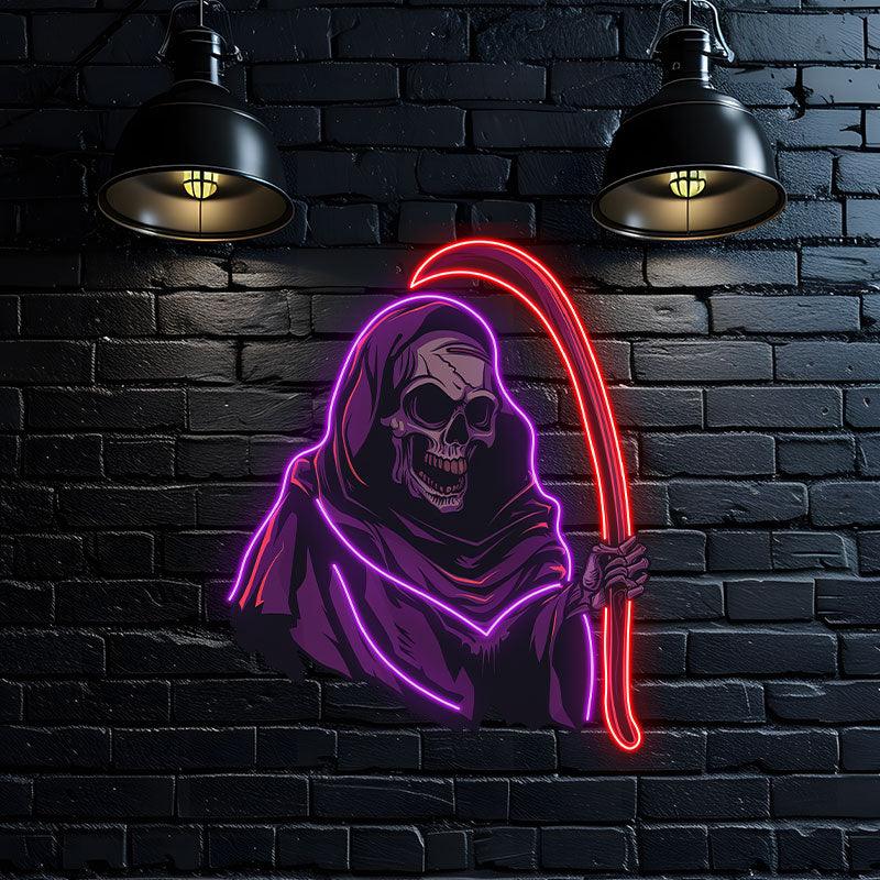 Eerie Grim Reaper Ghost Decoration | Spooky LED Light neon signs for Haunting Halloween Vibes