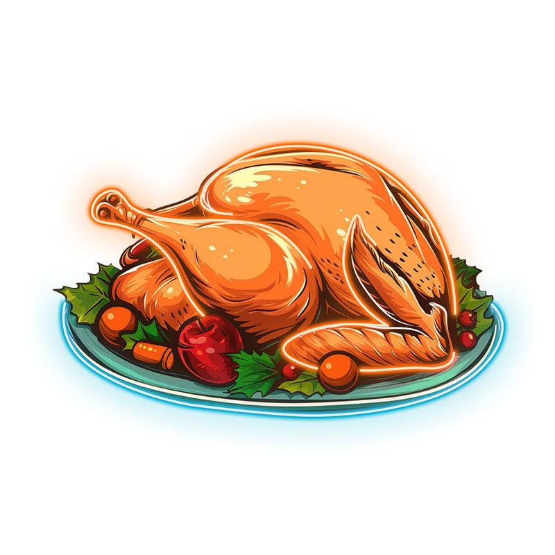 Bountiful Thanksgiving: golden turkey served on a platter for a delicious feast neon signs