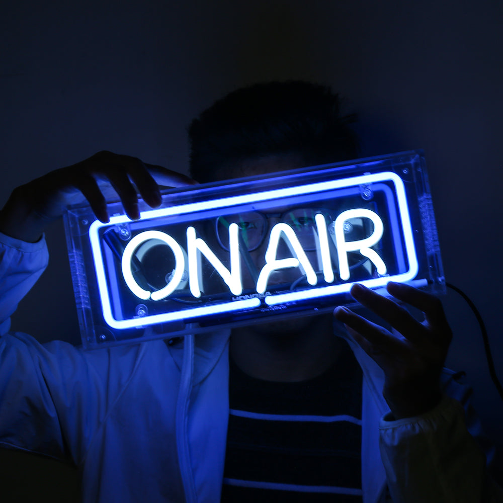 "ON AIR" ice bule lighting neon sign,table box led neon flex sign,glass neon tube sign
