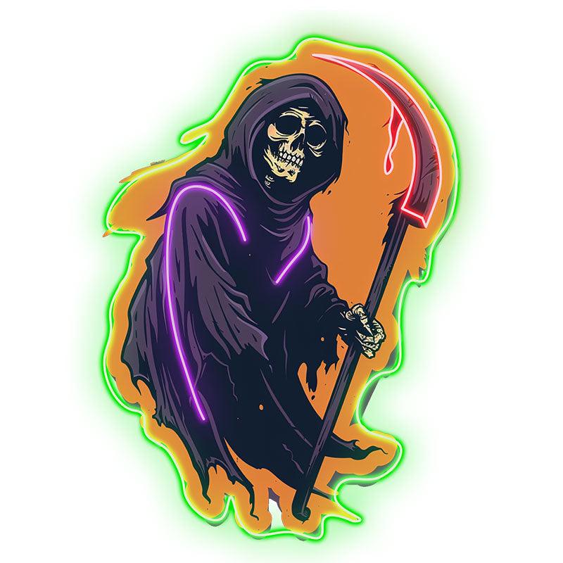 Sinister Grim Reaper Ghost with Scythe neon signs | Spooky LED Decoration for a Chilling Halloween Atmosphere