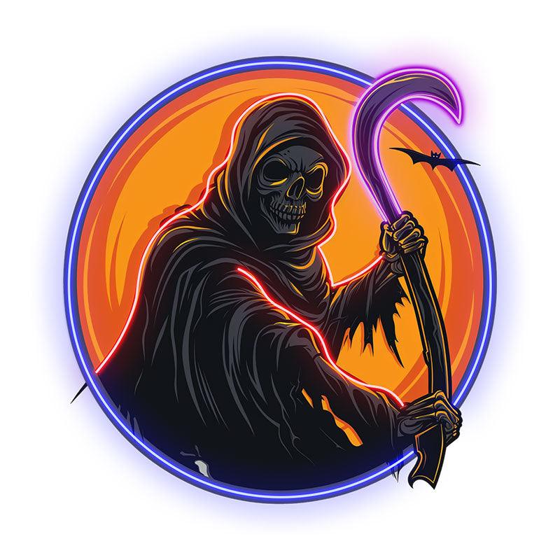 Round Neon signs Light: Spooky Grim Reaper Ghost | Haunting Halloween Decor for a Chilling Atmosphere