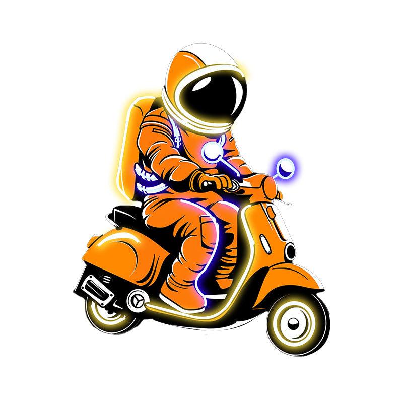 Space Ride: neon signs An Electric Vehicle Adventure for Astronauts Riding Among the Stars