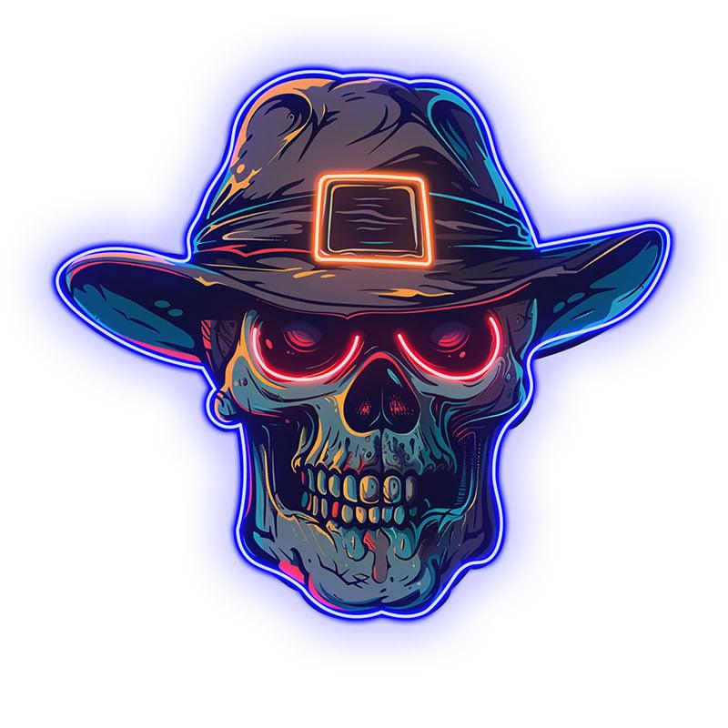 Stylish Skull with Hat LED Neon signs Light | Edgy Home Decor for Halloween and Beyond
